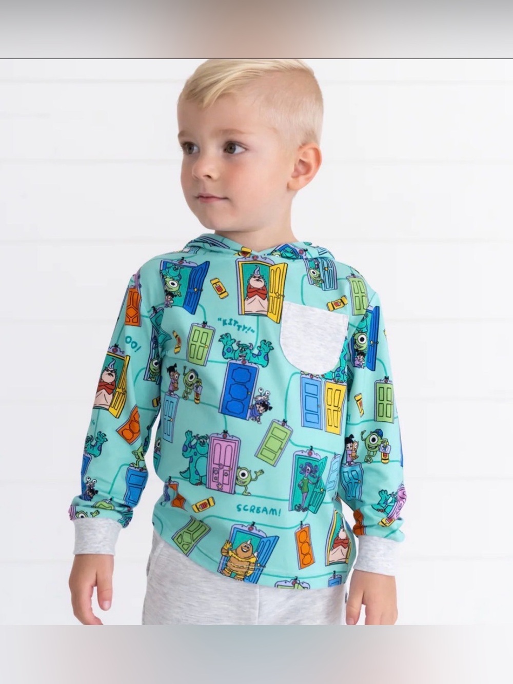 Little Sleepies Disney Monsters Inc 7 Boys Hooded Long Sleeve Shirt